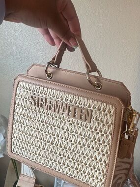 Steve Madden Neutral Woven Top-Handle Satchel